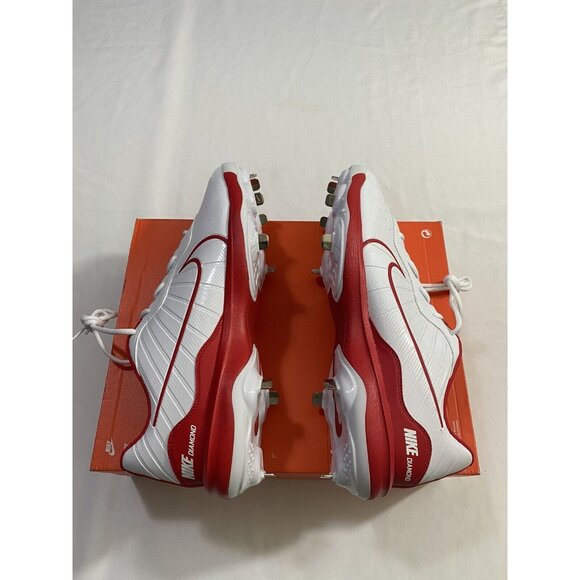 New Mens Size 14 White Red Nike Alpha Huarache Varsity 4 Low Baseball Cleats main image 6
